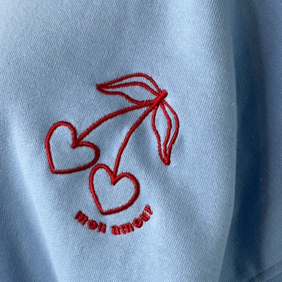 JoyLab Women’s Graphic French Terry Crewneck Sweatshirt Light Blue Various Sizes - Picture 5 of 12